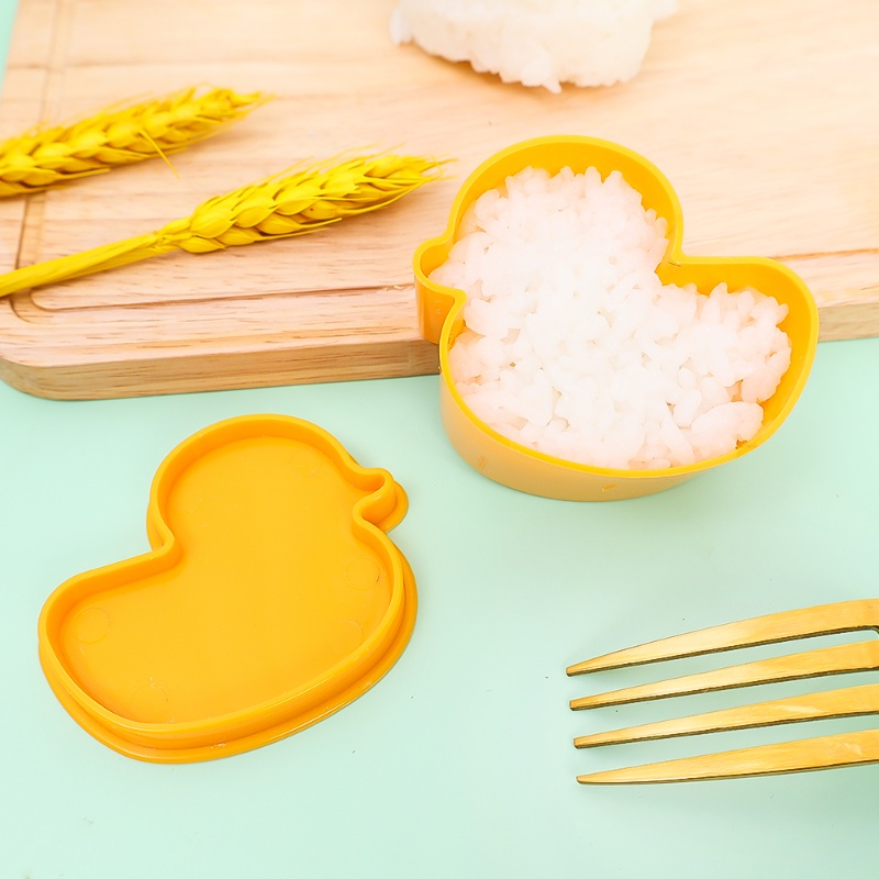 1pc Cetakan Nasi Bola Anak Bentuk Bebek Lucu/ DIY Rhubarb Duck Sushi Biscuit Mold/Aksesoris Masak Dapur