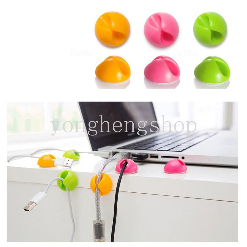 6pcs /set Klip Kabel Silikon Wire Cable Winder Desktop Organizer Tempat Kabel Listrik Plug Memperbaiki Klip