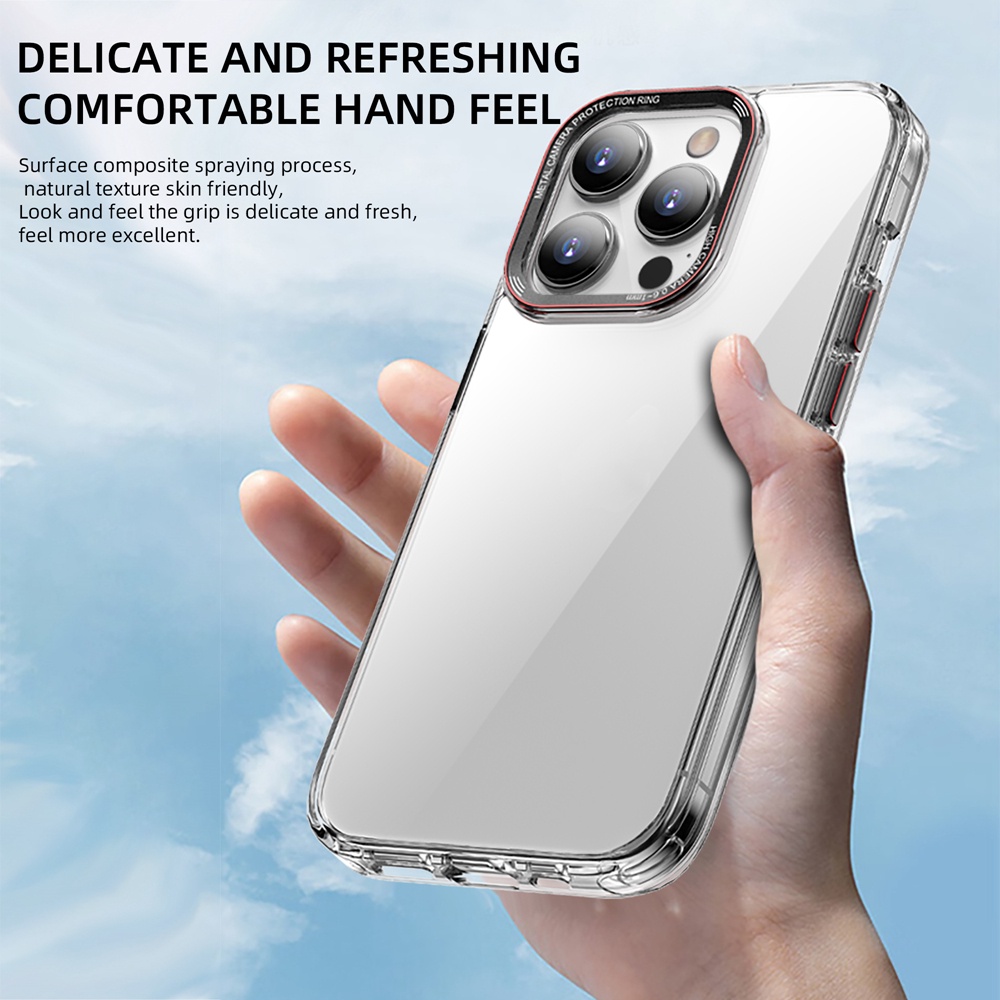 Crystal Shield Phone Case For Iphone14Plus Casing Bening Untuk iPhone 14pro Max 13pro Max Pelindung Kamera Cover Transparan Casing Tahan Guncangan