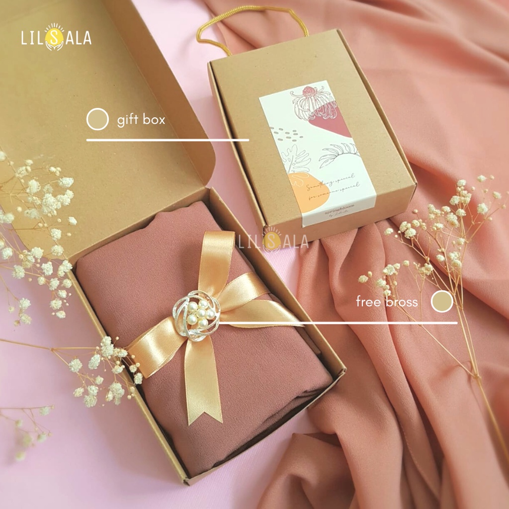 HAMPERS PASHMINA DIAMOND MILO PREMIUM FREE BROS SCRUNCHIE PACKING BOX PARCEL KADO HIJAB
