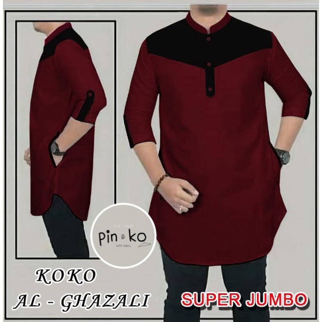 PIK - Koko Kurta Al Ghazali LENGAN 3/4 (M, L, XL, XXL, 3XL)/ Koko Pria/ Pakaian Muslim Pria Jumbo/ Best Seller