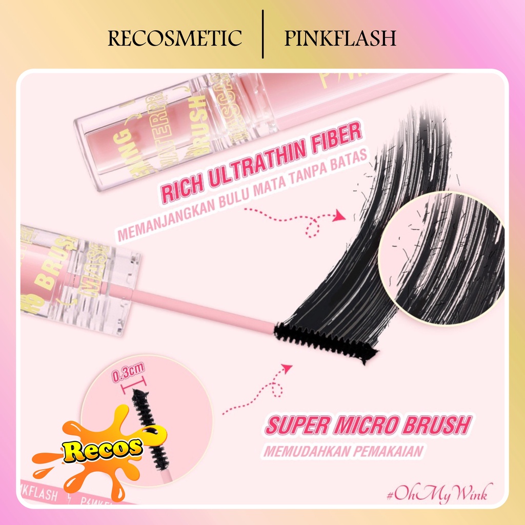 PINKFLASH Lengthening Waterproof Micro Brush Mascara | Black Maskara Hitam | PINK FLASH PF-E10