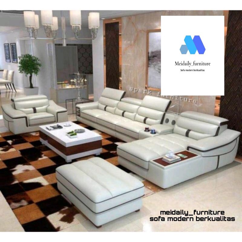 Jual Sofa Kulit Lettet L Fullset Sofa Ruang Tamu Minimalis Kualitas ...