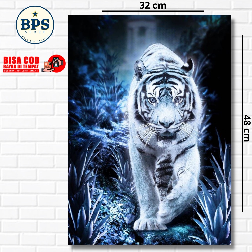 POSTER MACAN PUTIH - FOTO MACAN PUTIH - WALLDECOOR - HIASAN DINDING - HIASAN KAMAR - HIASAN RUMAH - 