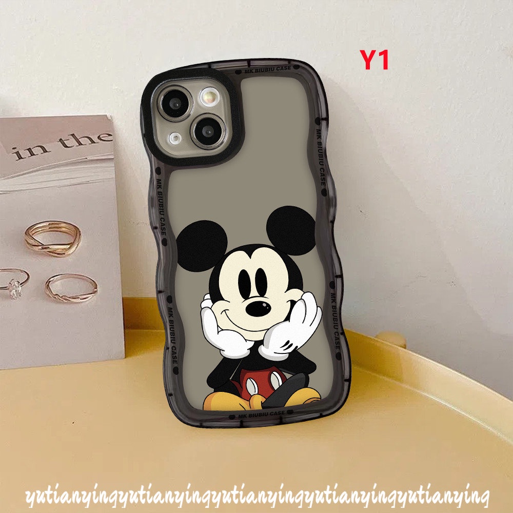 Casing Kartun Mickey Mouse Oppo A15 A17K A16 A54 A96 A5s A12 A55 A76 A17 A95 A57 A16s A3s A5 A9 A74 A77 A7 A16K A1k A77s A53 A52 Reno 8 7 7Z 8Z 6 Lembut TPU Wavy Edge Couple Sarung