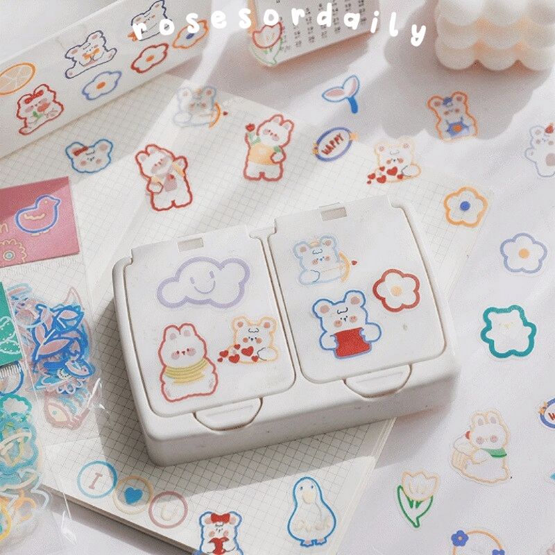 

45PCS/PACK CUTE RABBIT, BEAR DIY STICKER SCRAPBOOK STATIONERY CUTE