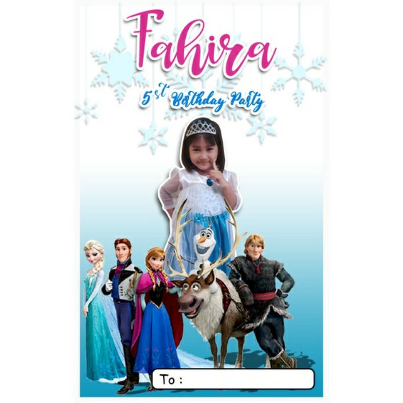 undangan ultah anak frozen free plastik / undangan cetak