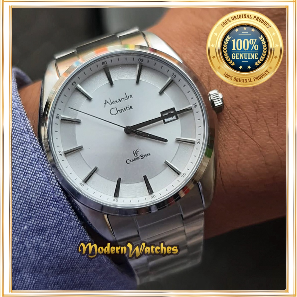 Jam Tangan Ori Pria Alexandre Christie AC 8648 Black Rosegold Black Hitam Tali Rantai Terbaru Alexan