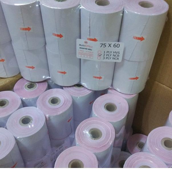 

オ Kertas struk kasir / Kertas Roll Register / Kertas roll 75 x 60 2 ply Terbaru