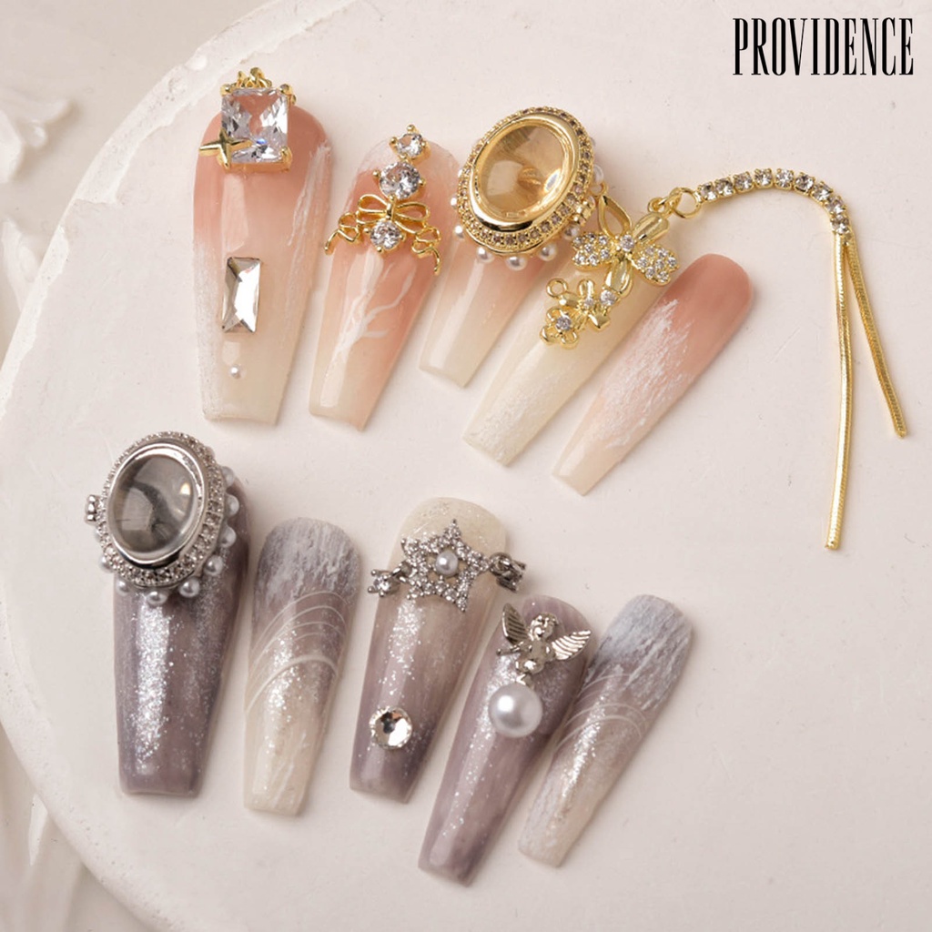 Providence Nail Art Bunga Tiga Dimensi Bersinar Berkilau Tidak Rontok DIY Karat-Bukti Rantai Bunga Logam Liontin Kupu-Kupu Pesona Kuku Perlengkapan Kuku