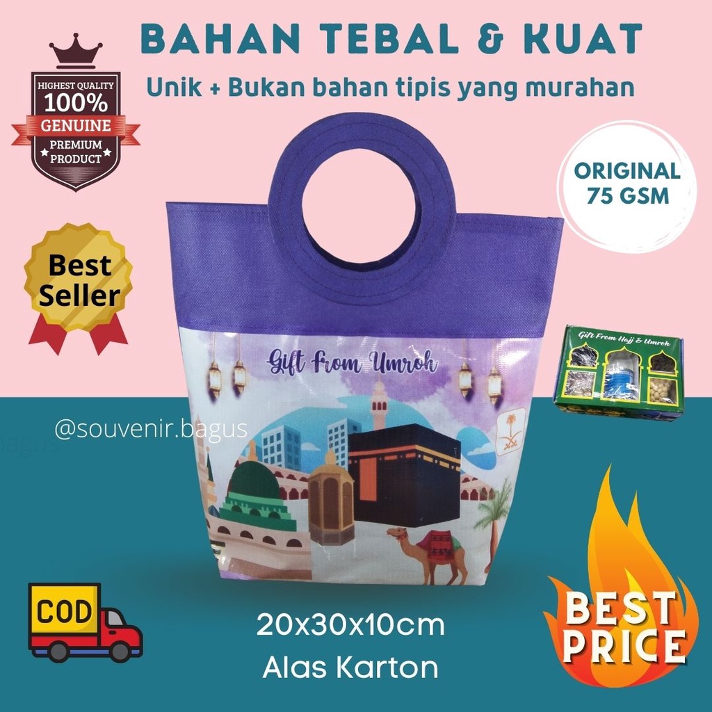 Tas Souvenir Umroh Unik elegan Ungu Pegangan Bulat Tas umroh murah