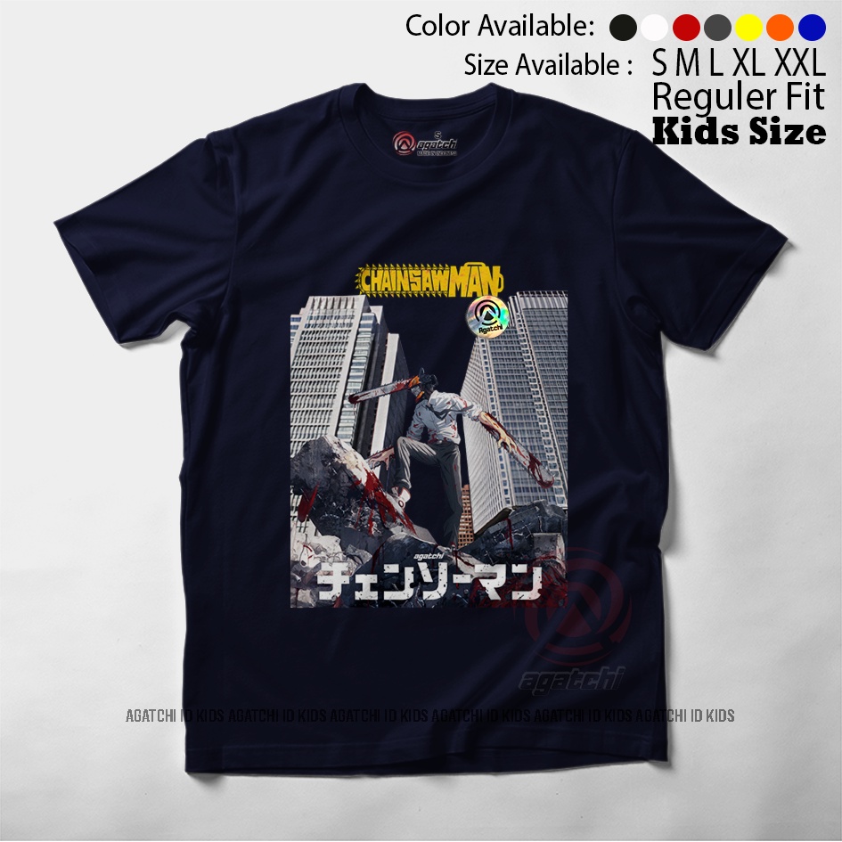 Baju Kaos Atasan Anak Laki - Laki Motif Chainsaw man (seri warna 2)