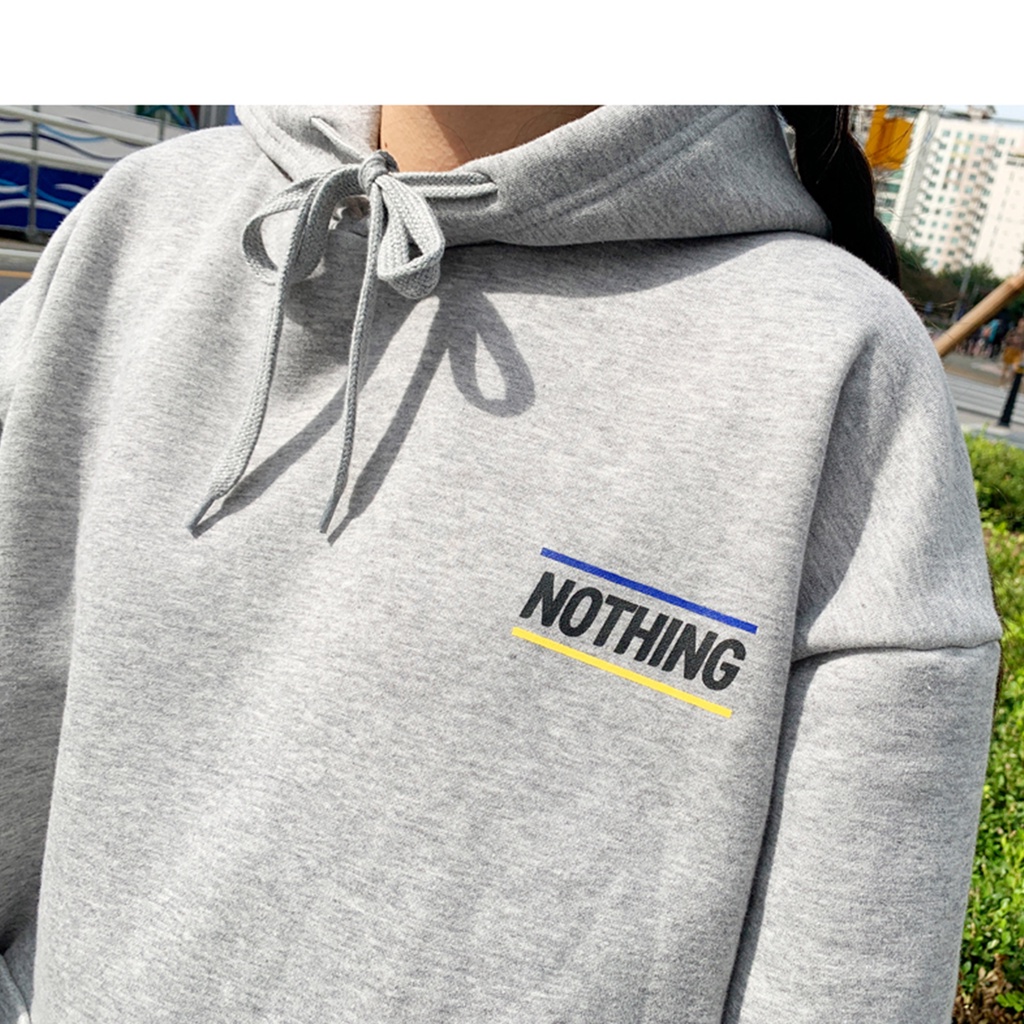 Hoodie Oversize Nothing Korean Street Style Wanita Dan Pria Size L - XL - XXL - XXXL