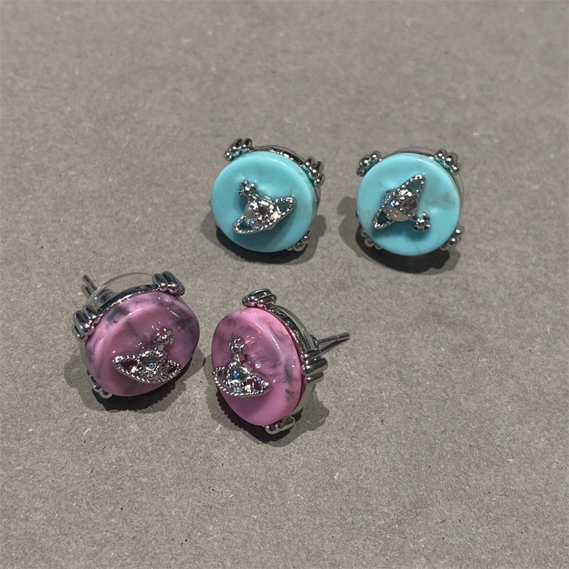 Aksesoris Anting Bulat Tinta Saturnus Trend Retro Harajuku