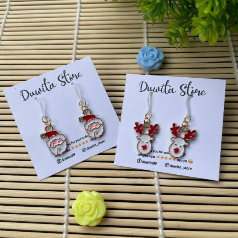 HANDMADE ANTING ANAK/DEWASA KAIT PLASTIK MOTIF SANTA CLAUS-2 (Alloy)