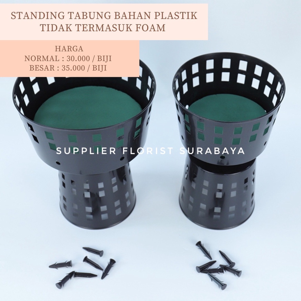 POT TABUNG PLASTIK RAHASIA STANDING BOUQUET, TIDAK TERMASUK FOAM BULAT