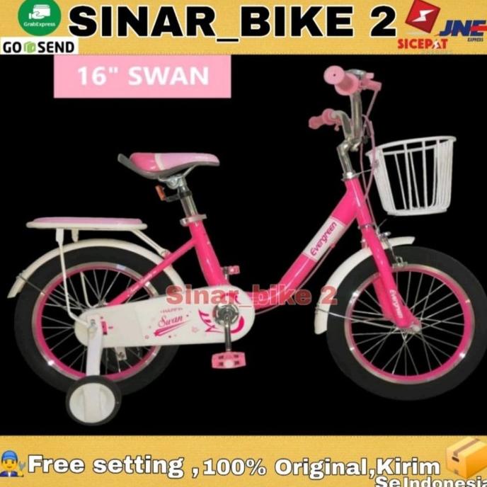 Sepeda Anak Perempuan 16 Inch Evergreen Swan #Original