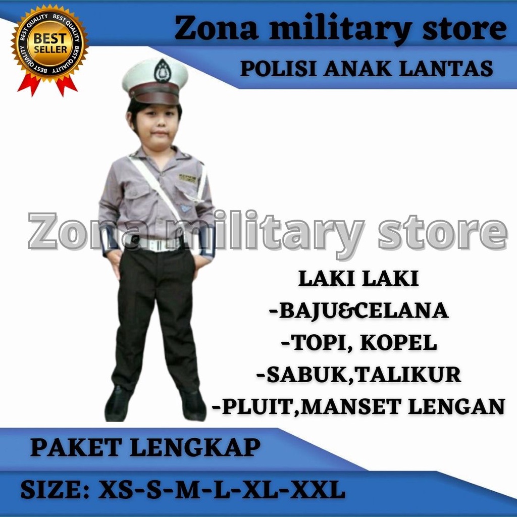 baju seragam polisi anak lantas tk paud laki perempuan pocil akademi polisi kostum profesi karnafal 