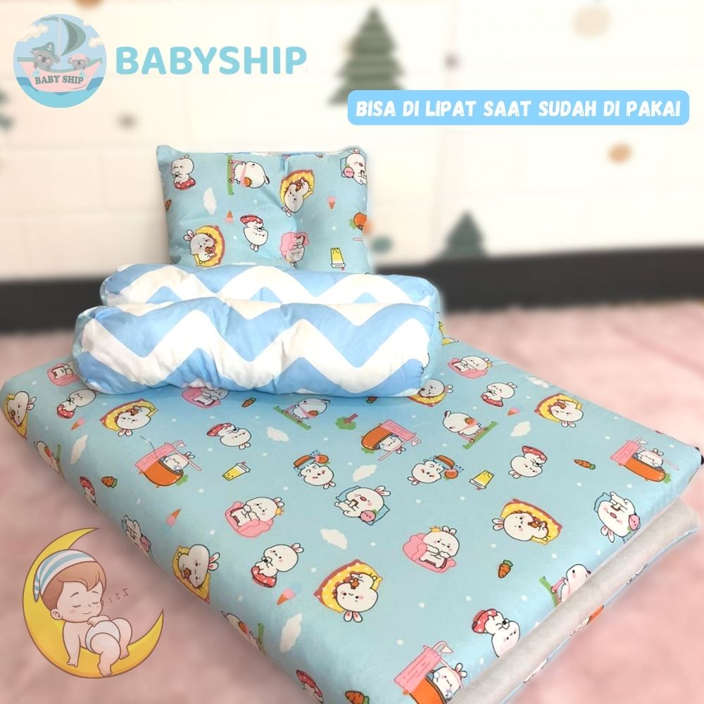 Matras Kasur Bayi  Jumbo / Set Bantal Guling Bayi Free Tas Mika [ Merk BabyShip ]