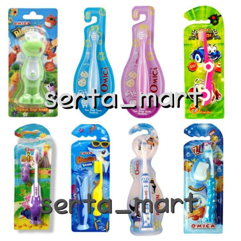 Omica Sikat Gigi Anak / Omica Baby - Sikat Gigi Karakter Dino / Bingo / Marine Shark