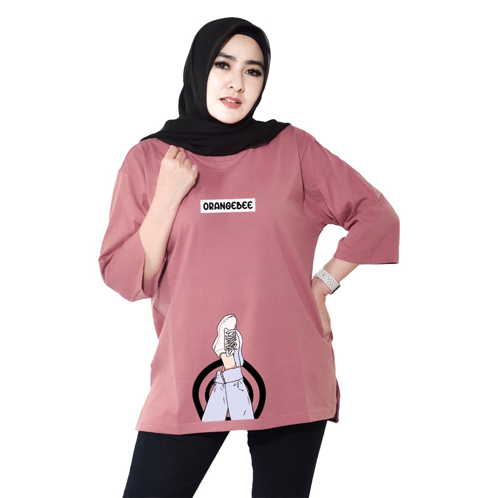 Kaos Oversize Wanita/Kaos Wanita/kaos cewek/Oversize/OrangeBee/OS-068