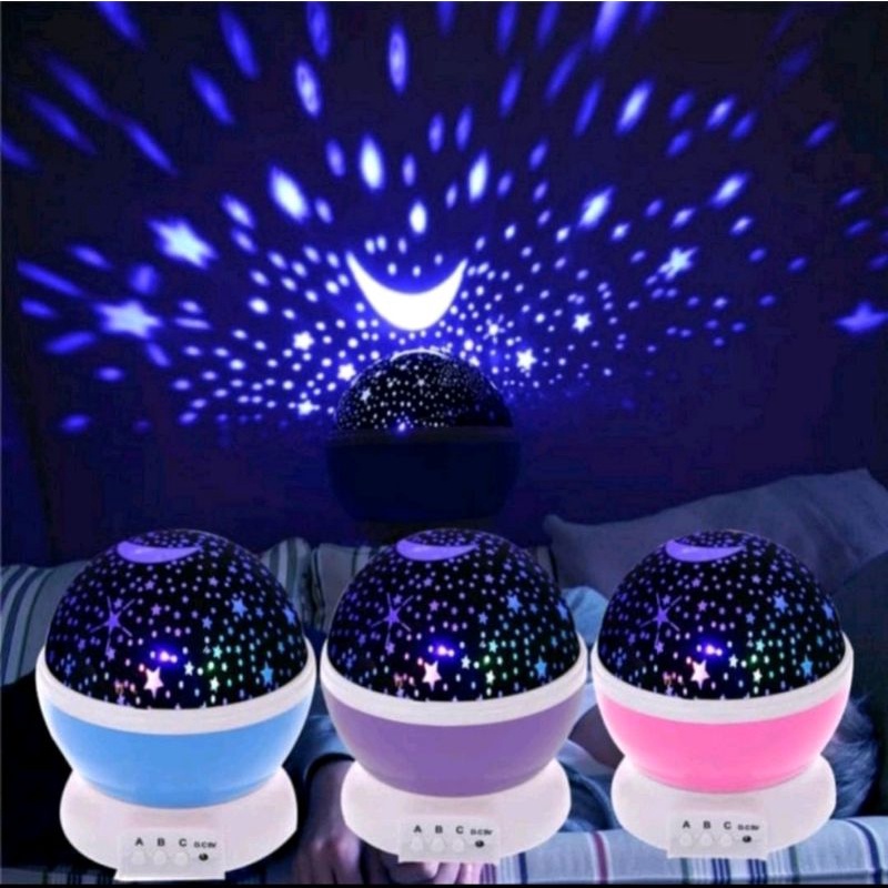 Lampu Tidur Hias Unik Dengan Model Proyektor Motif Bulan Bintang Sky Galaxy