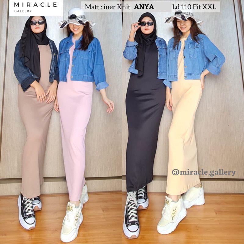 INNER DRESS SPAN RAJUT KNIT PREMUM Tanpa Lengan ( M L XL XXL )