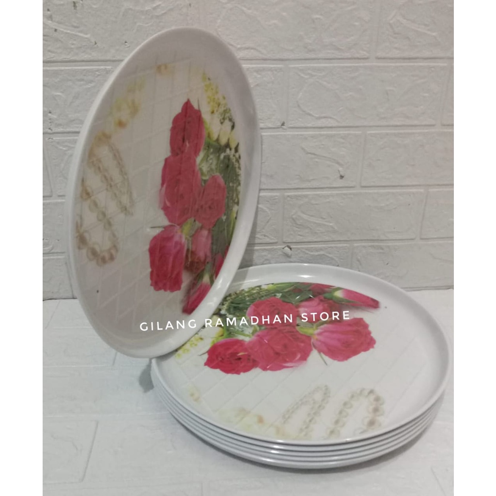 TERBARU 1PCS NAMPAN MELAMIN BULAT/ NEMPAN PENYAJI/ UKURAN; 33CM/ MOTIF RANDOM/ TERMURAH