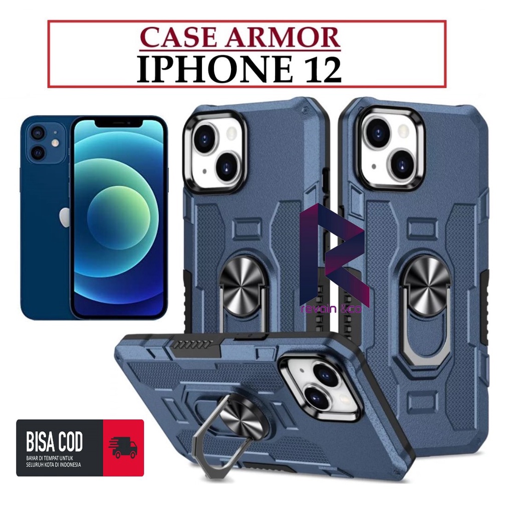 Case Armor IPHONE 12 Iring Cincin Magnetic Kesing Hp Protect kamera Premium Hard Case Standing Robot Pelindung Kamera