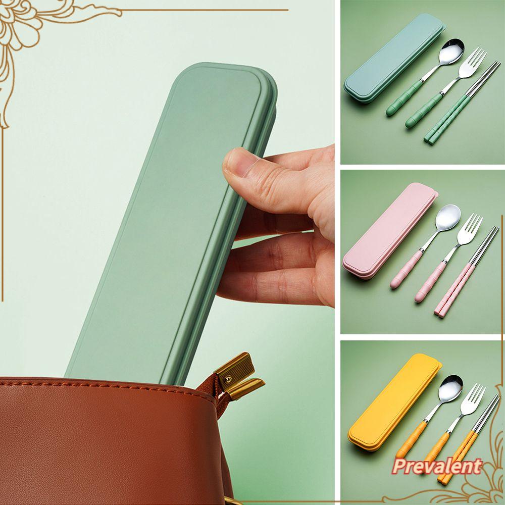 Preva 3Pcs/set Sendok Garpu Sumpit Kit Makan Siang Portabel Stainless Steel