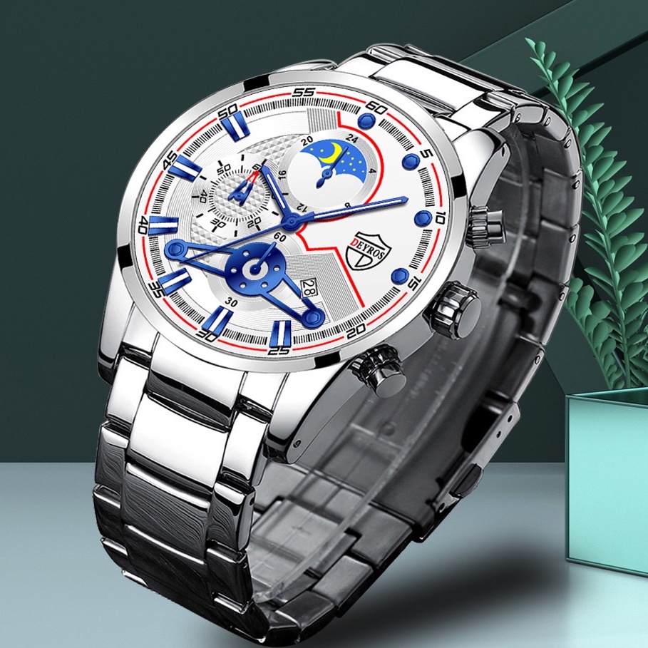 Jam Tangan Pria Original DEYROS 05 STAINLESS STEEL Jam Tangan Pria Luxury Stainless Steel Quartz Original Tahan Air Watch + Kotak Gratis/Jam Tangan Pria Import Murah Berkualitas/Jam Tangan Pria Original Import