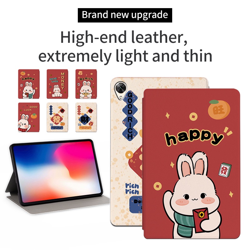 Untuk Huawei MediaPad M6 8.4 inch (2019) M6 Turbo 8.4 VRD-AL10 VRD-W10 VRD-W09 Fashion Tablet Case Pelindung NewYear Festival Pola Kelinci Lucu Casing Flip Stand Leather Cover