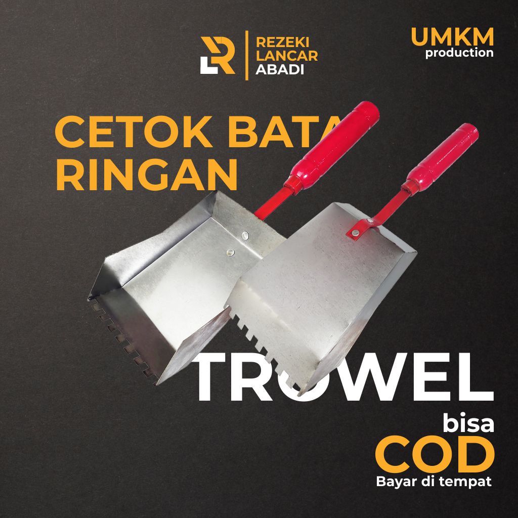 CETOK BATARINGAN TROWEL SENDOK SEMEN CAIR HEBEL BESI BAJA  7,5CM / 10CM KWALITAS TERBUKTI