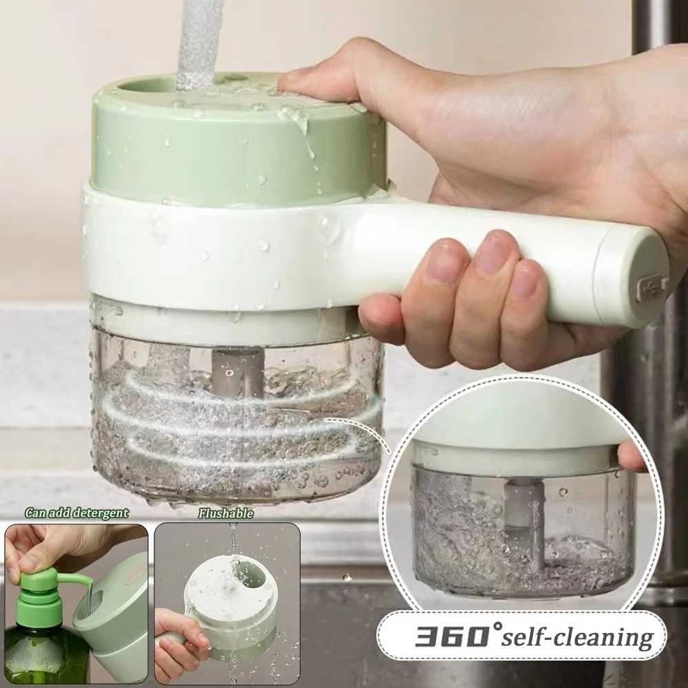 【COD】4 In1 Multifunctional Electric Vegetable Cutter Slicer Handheld Wireless Chopper Cutting Meat Potato Slicer Garlic Mud Masher