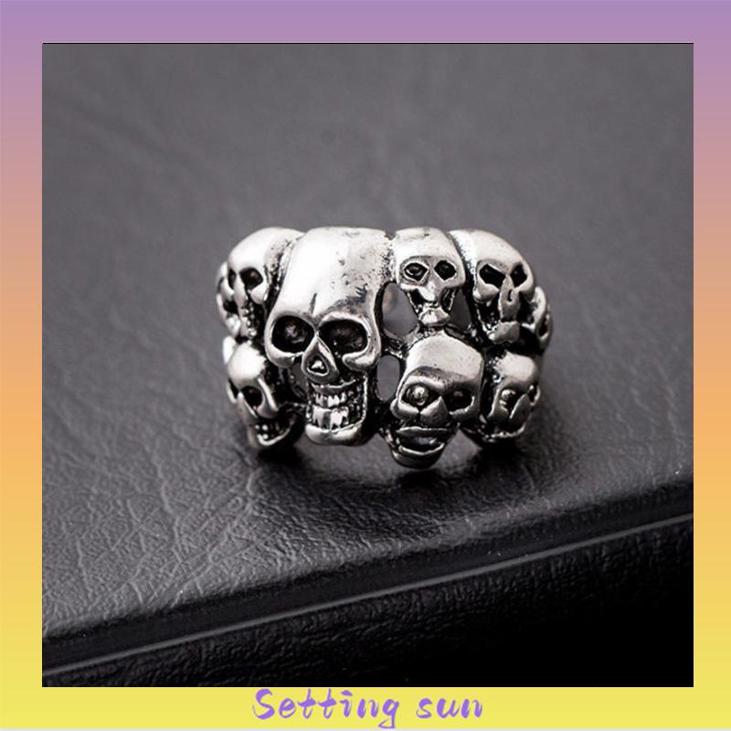 COD✨Cincin punk perak antik yang dipersonalisasi Pria aksesori fashion Korea TN