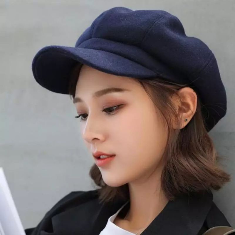 Topi Wanita Pria NewsBoy Cap Apolo Topi Polos Dewasa Kekinian