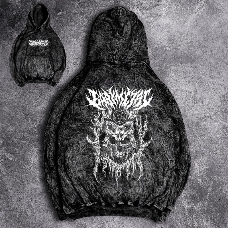 HOODIE SANDWASH PRIA MOTIF SLIPKNOT BARU HOODIE WASHED PRIA MOTIF DEPAN BELAKANG TERBARU