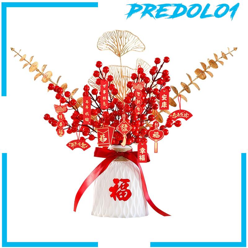 [Predolo1] Hiasan Imlek Merah Spring Festival Bonsai Meja Centerpiece