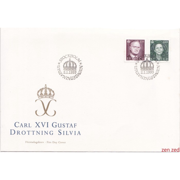 

A474 Prangko Swedia FDC 1995 Carl XVI Gustaf and Queen Silvia 1 Pcs