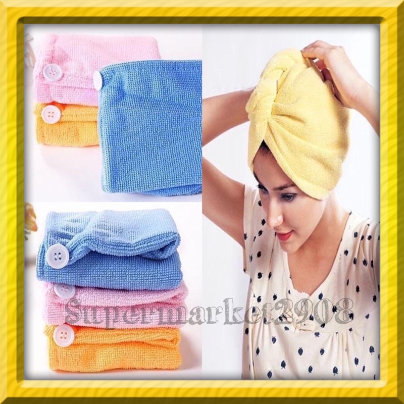 Handuk Keramas Hairtowel Handuk Turban Microbulu Handuk Kancing Kramas Handuk Rambut Onehand