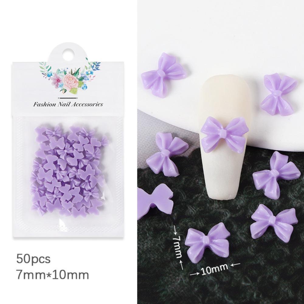 AUGUSTINA Agustinina Bow Nail Dekorasi Fashion Jepang Resin Warna Solid Hiasan Kuku 3D Nail Jewelry
