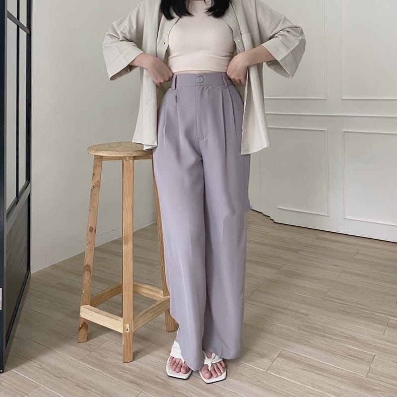 HAWARI FASHION - ZIVANY LOOSE PANTS - CELANA KULOT CRINKLE HIGHWAIST WANITA CULLOTE PANT - HIGHWAIST PANTS - KULOT CRINKLE PREMIUM - WIDE LEG PANTS CULLOTE HIGHWAIST