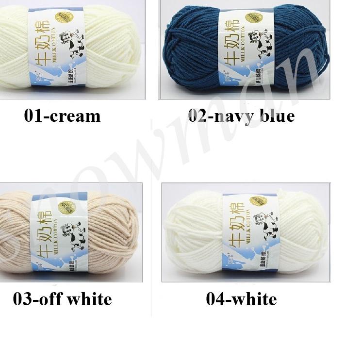 EVZ193 Benang rajut katun impor big ply/5 ply 50 g milk cotton yarn crochet yarn ||