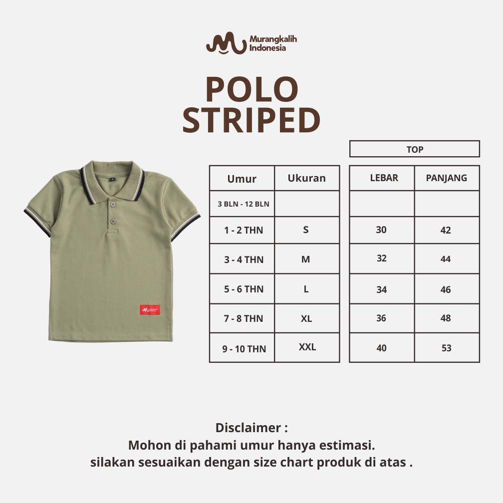 MURANGKALIH - POLO SHIRT STRIPED | Atasan Anak Wangki / Polo / Atasan Berkerah Untuk Laki Laki Dan Perempuan 1 - 10 Thn