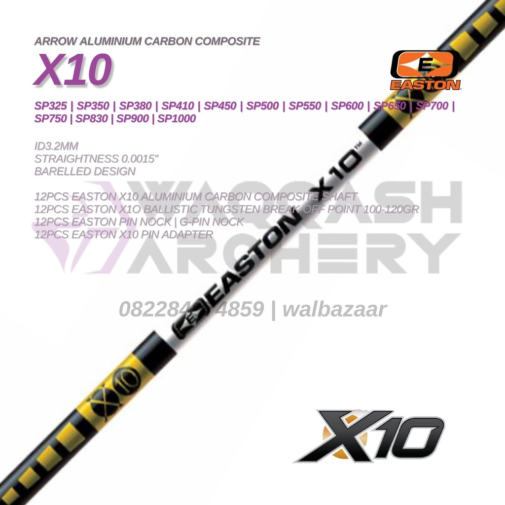 EASTON X10 Alloy Carbon Composite 0.001 ID 3.2mm Shaft Only