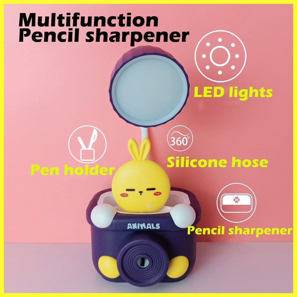 Lampu Meja Belajar Sharpener 3in1 Tempat Pensil Karakter Lucu LED