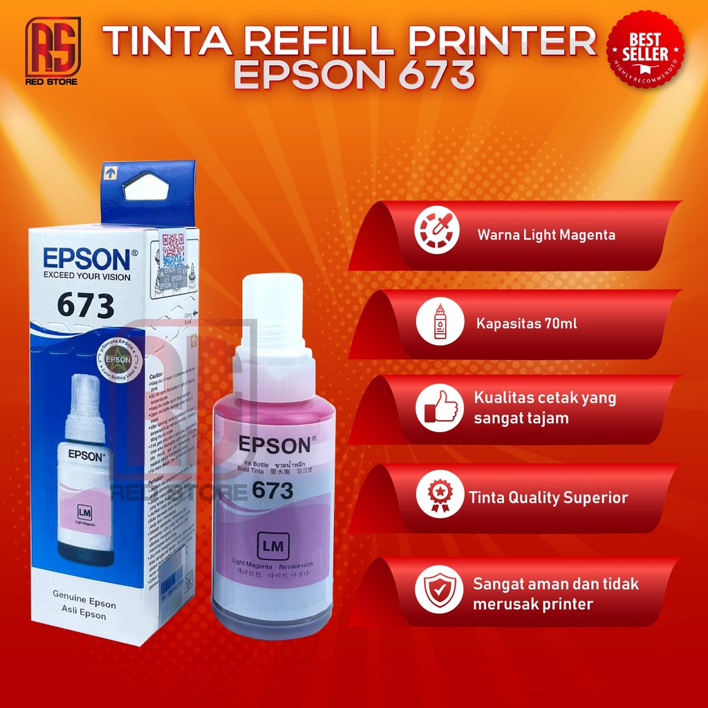 1 SET 6 PCS Tinta Epson 673 For Printer L800 L805 L810 L1800 Premium