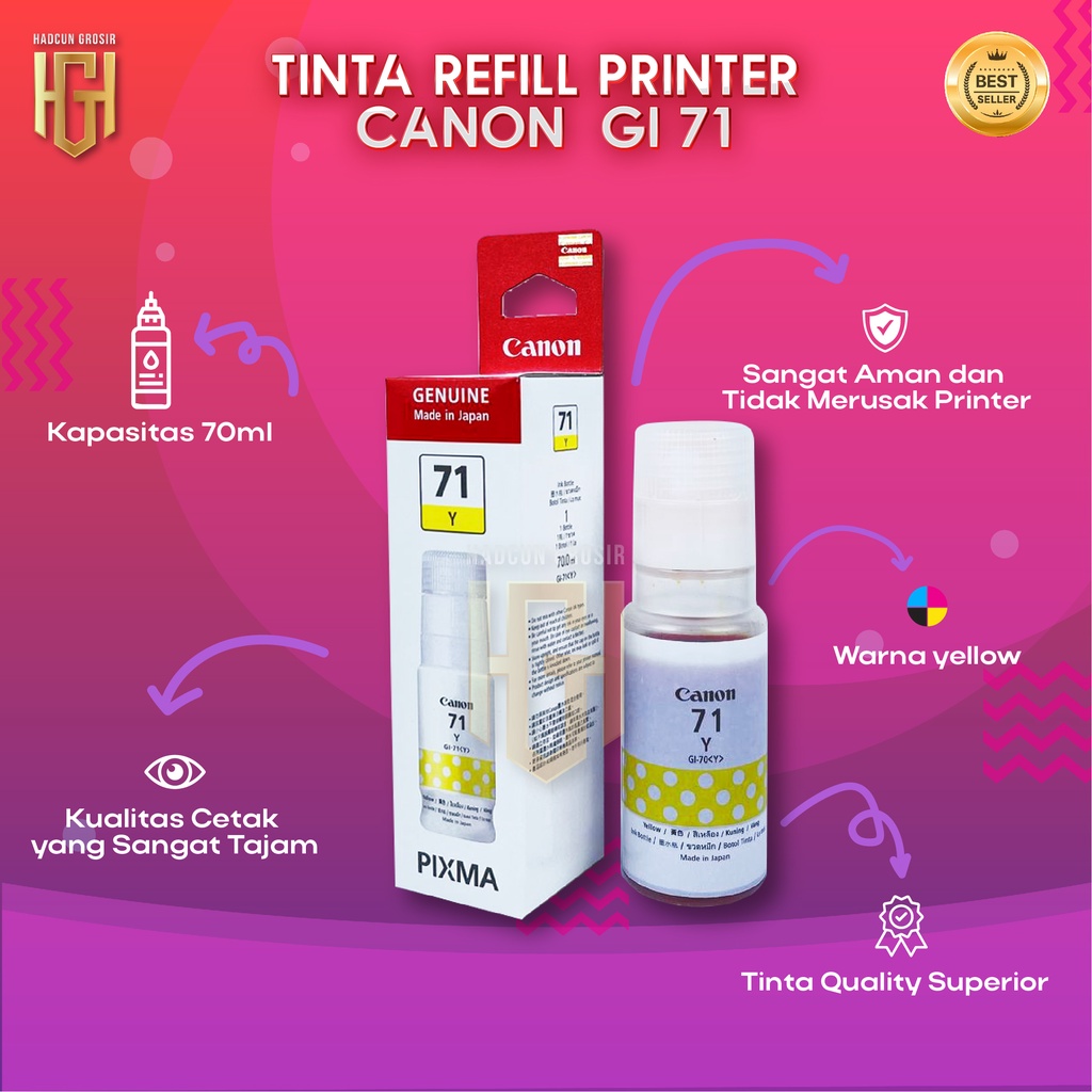 1 SET 4 PCS Tinta Canon Gi 71 Tinta Printer G1020 G2020 G2021 G2060 G3020 G3021 G3060