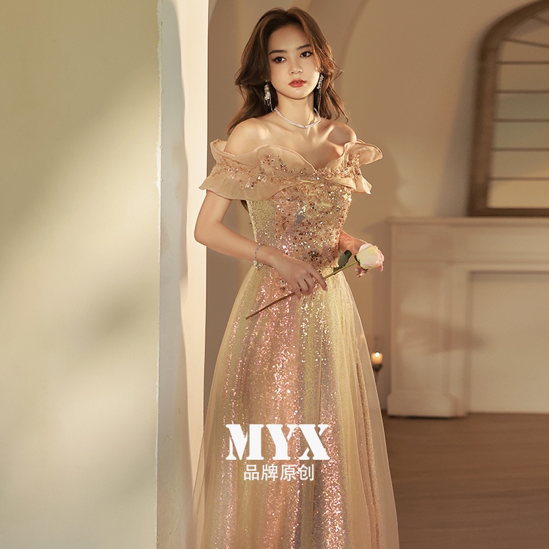 ROSE Gold Art Show Gaun Malam Elegan yang Canggih