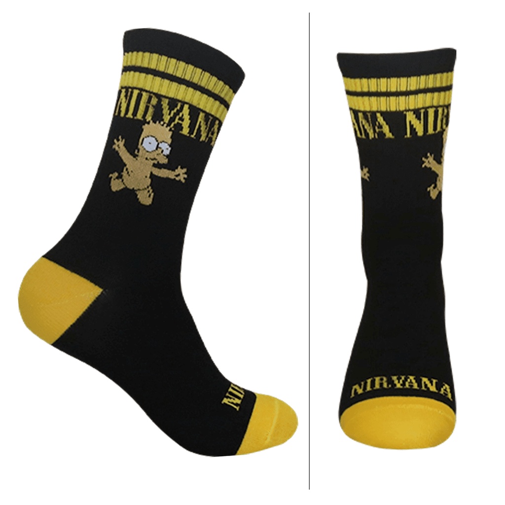 Kaos Kaki Motif Nirvana Stripe Kuning ( B28 )